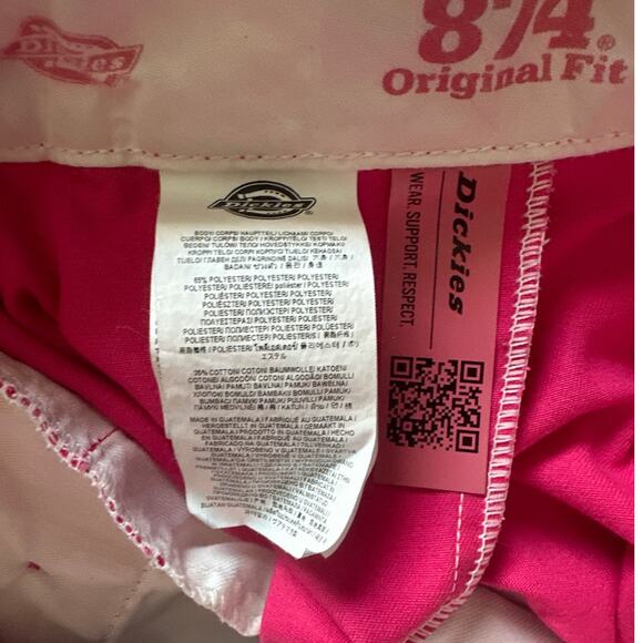 Hot Pink Dickies 874 Original Fit Canvas Work Pants Cancer Awareness 2 - Picture 6 of 7